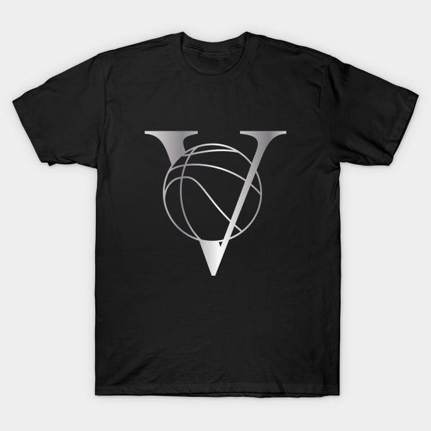 V Basketball Silver T-Shirt by MHich